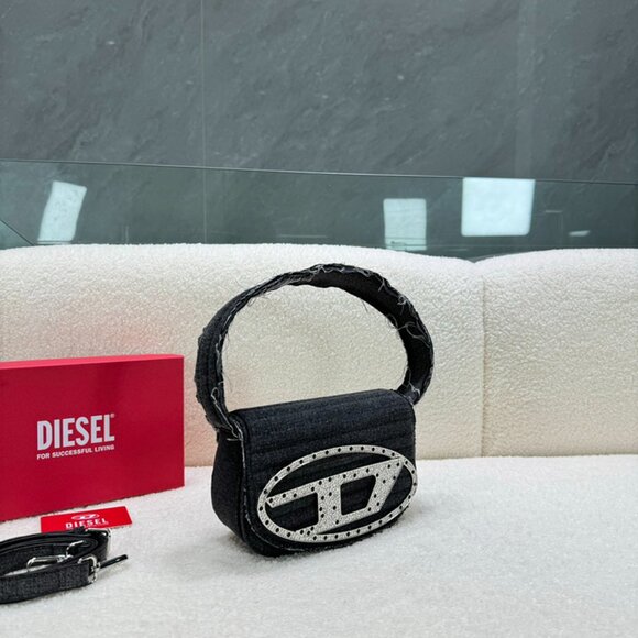 Diesel Black Ripped Denim Shoulder Bag - Picture 3 of 9